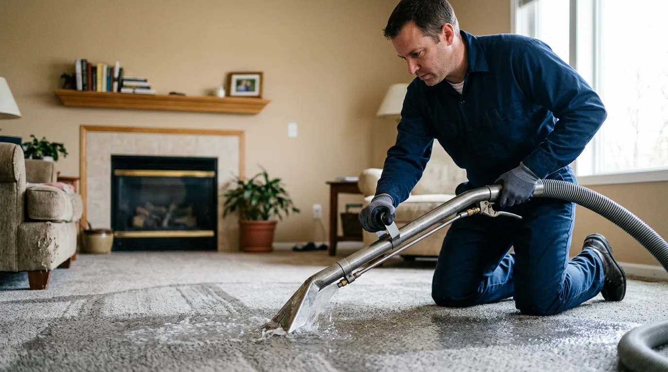 Water damage restoration technician working near Delmar, IA